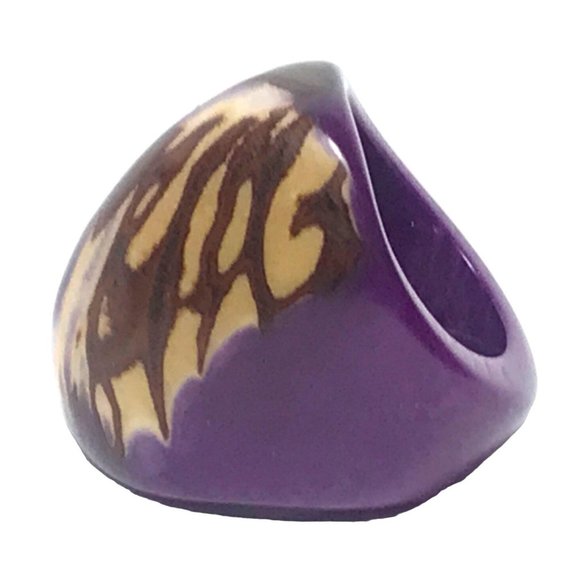 Purple Tagua Nut Ring Sustainable Vegan Ivory Handmade Boho Organic Sz 8 - Picture 1 of 6